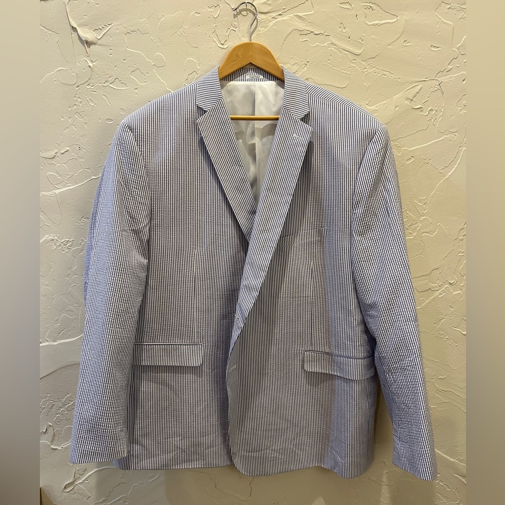 Saddlebred Blue Seersucker Men’s Sports Coat Size 56L